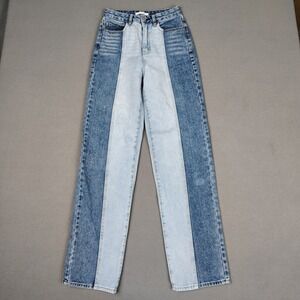 Pacsun 90s Boyfriend Jeans Women 0 XS Blue Colorblock Denim Festival 31" Inseam